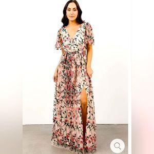 Baltic Born: Marseille Embossed Maxi Dress - Rose Garden
